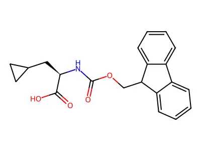(R)-2-((((9H-Fluoren-9-yl)methoxy)carbonyl)amino)-3-cyclopropylpropanoic acid structure