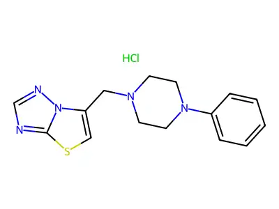 Thiazolo(3,2-b)(1,2,4)triazole, 6-((4-phenyl-1-piperazinyl)methyl)-, monohydrochloride structure