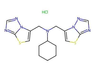 N,N-Bis(thiazolo(3,2-b)1,2,4-triazol-3-ylmethyl)cyclohexylamine hydrochloride structure