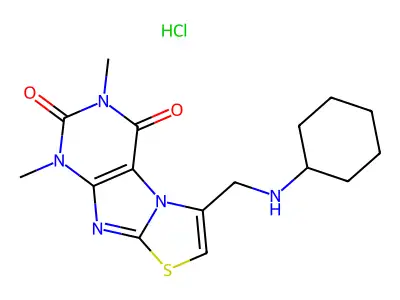 1,3-Dimethyl-6-cyclohexylaminomethylthiazolo(2,3-f)xanthine hydrochloride structure