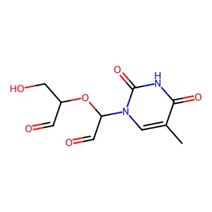 3-Hydroxy-2-[1-(5-methyl-2,4-dioxopyrimidin-1-yl)-2-oxoethoxy]propanal structure