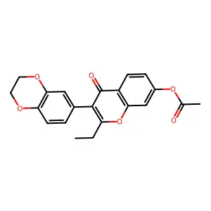 3-(2,3-dihydrobenzo[b][1,4]dioxin-6-yl)-2-ethyl-4-oxo-4H-chromen-7-yl acetate structure