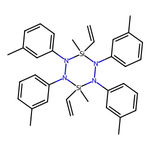 1,2,4,5-Tetraaza-3,6-disilacyclohexane, 3,6-dimethyl-1,2,4,5-tetra-m-tolyl-3,6-divinyl- structure