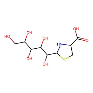 (1R)-1-C-(4-羧基噻唑烷-2-基)-D-阿拉伯糖醇 structure