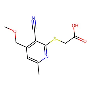 Acetic acid, 2-[[3-cyano-4-(methoxymethyl)-6-methyl-2-pyridinyl]thio]- structure