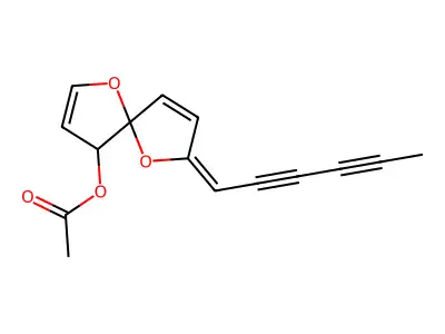 (2-Hexa-2,4-diynylidene-1,6-dioxaspiro[4.4]nona-3,7-dien-9-yl) acetate structure
