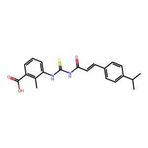 2-methyl-3-[({(2E)-3-[4-(propan-2-yl)phenyl]prop-2-enoyl}carbamothioyl)amino]benzoic acid structure