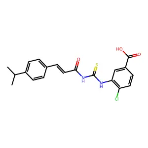 4-chloro-3-[({(2E)-3-[4-(propan-2-yl)phenyl]prop-2-enoyl}carbamothioyl)amino]benzoic acid structure