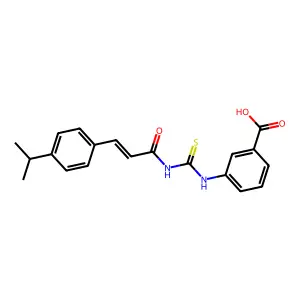 (E)-3-(3-(3-(4-isopropylphenyl)acryloyl)thioureido)benzoic acid structure