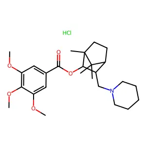 2-Bornanol, 3-(piperidinomethyl)-, 3,4,5-trimethoxybenzoate (ester), hydrochloride structure