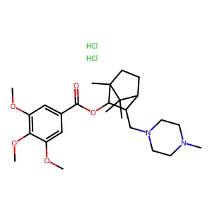 2-Bornanol, 3-((4-methyl-1-piperazinyl)methyl)-, 3,4,5-trimethoxybenzoate (ester), 2HCl structure