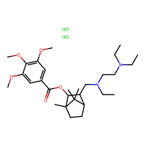 2-Bornanol, 3-(((2-(diethylamino)ethyl)ethylamino)methyl)-, 3,4,5-trimethoxybenzoate, 2HCl structure