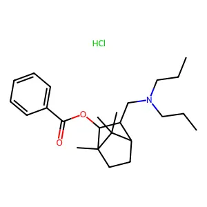 2-Bornanol, 3-((dipropylamino)methyl)-, benzoate (ester), hydrochloride structure