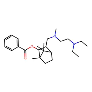 2-Bornanol, 3-(((2-(diethylamino)ethyl)methylamino)methyl)-, benzoate structure