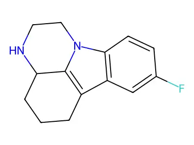 8-Fluoro-2,3,3a,4,5,6-hexahydro-1H-pyrazino[3,2,1-jk]carbazole structure