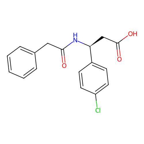 (3S)-3-(4-chlorophenyl)-3-[(2-phenylacetyl)amino]propanoic acid structure