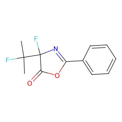 4-Fluoro-4-(2-fluoropropan-2-yl)-2-phenyl-1,3-oxazol-5-one structure