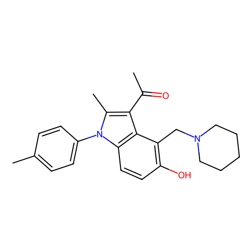 1-[5-hydroxy-2-methyl-1-(4-methylphenyl)-4-(1-piperidylmethyl)indol-3-yl]ethanone structure