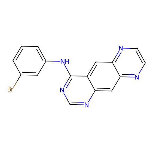 N-(3-bromophenyl)pyrazino[2,3-g]quinazolin-4-amine structure
