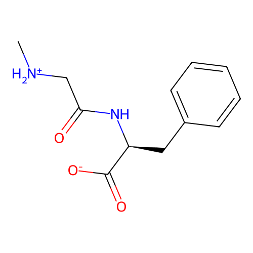 (2S)-2-[[2-(methylazaniumyl)acetyl]amino]-3-phenylpropanoate structure