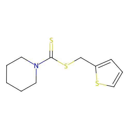 Thiophen-2-ylmethyl piperidine-1-carbodithioate structure