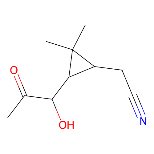 2-(3-(1-Hydroxy-2-oxopropyl)-2,2-dimethylcyclopropyl)acetonitrile structure