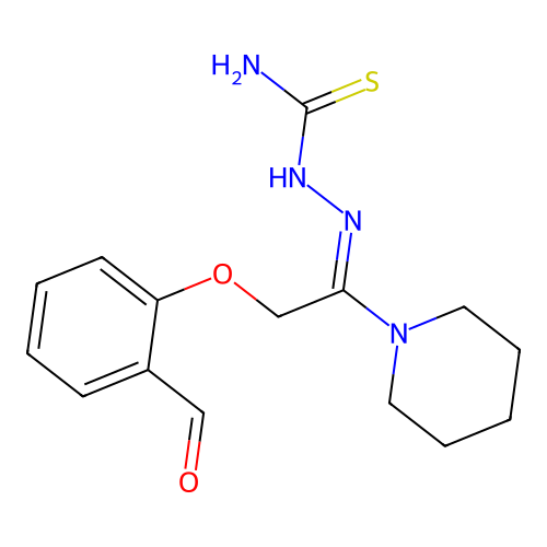 Piperidine, 1-((p-formylphenoxy)acetyl)-, p-(thiosemicarbazone) structure