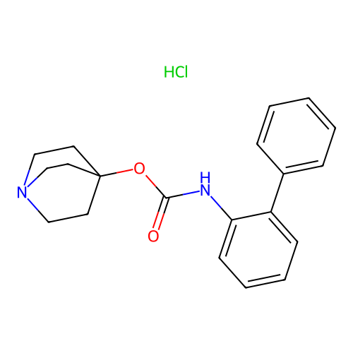 1-azabicyclo[2.2.2]octan-4-yl N-(2-phenylphenyl)carbamate;hydrochloride structure