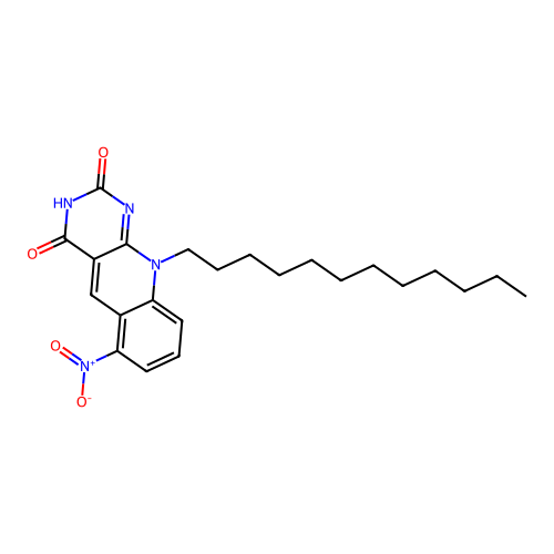 10-dodecyl-6-nitro-2H,3H,4H,10H-pyrimido[4,5-b]quinoline-2,4-dione structure