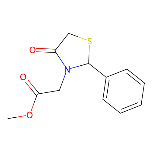 Methyl 2-(4-oxo-2-phenyl-1,3-thiazolidin-3-yl)acetate structure