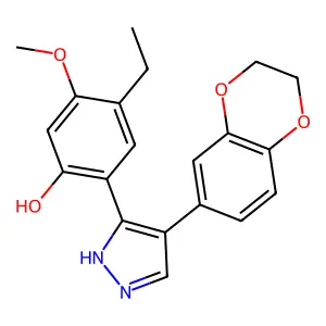 2-(4-(2,3-dihydrobenzo[b][1,4]dioxin-6-yl)-1H-pyrazol-3-yl)-4-ethyl-5-methoxyphenol structure
