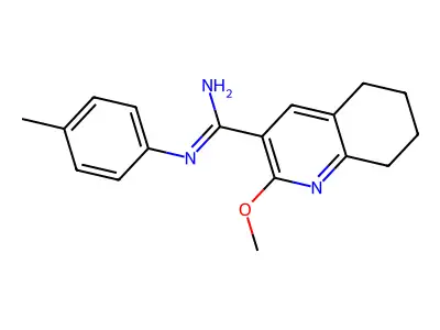 3-Quinolinecarboximidamide, 5,6,7,8-tetrahydro-2-methoxy-N-(4-methylphenyl)- structure