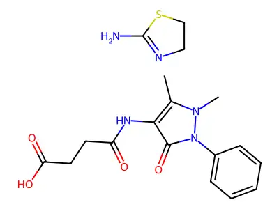 Butanoic acid, 4-((2,3-dihydro-1,5-dimethyl-3-oxo-2-phenyl-1H-pyrazol-4-yl)amino)-4-oxo-, compd. with 4,5-dihydro-2-thiazolamine (1:1) structure