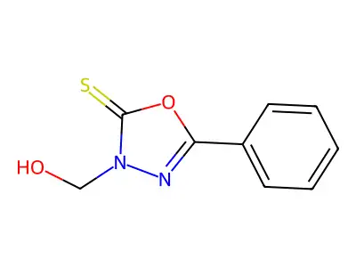 3-(hydroxymethyl)-5-phenyl-1,3,4-oxadiazole-2(3H)-thione structure