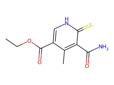 Ethyl 5-(aminocarbonyl)-4-methyl-6-thioxo-1,6-dihydro-3-pyridinecarboxylate structure