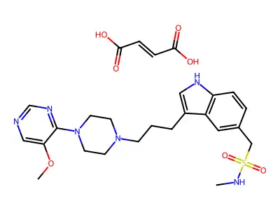 but-2-enedioic acid;1-[3-[3-[4-(5-methoxypyrimidin-4-yl)piperazin-1-yl]propyl]-1H-indol-5-yl]-N-methylmethanesulfonamide structure