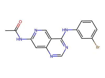 N-{4-[(3-bromophenyl)amino]pyrido[4,3-d]pyrimidin-7-yl}acetamide structure