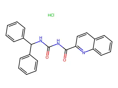 2-Quinolinecarboxamide, N-(((diphenylmethyl)amino)carbonyl)-, monohydrochloride structure