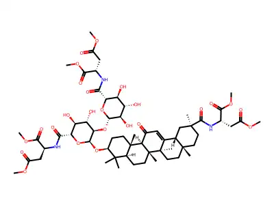 L-Aspartic acid, N-(1-O-((3-beta,20-beta,29(S))-29-((3-methoxy-1-(methoxycarbonyl)-3-oxopropyl)amino)-11,29-dioxoolean-12-en-3-yl)-2-O-(N-(3-methoxy-1-(methoxycarbonyl)-3-oxopropyl)-beta-D-glucopyranuronamidosyl)-alpha-D-glucopyranuronoyl)-, dimethyl ester, (S)- structure