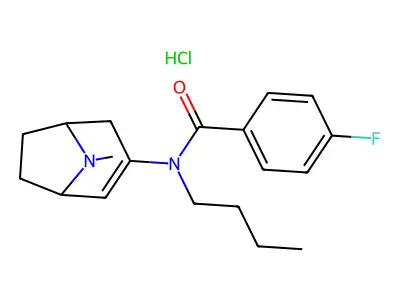 N-Butyl-4-fluoro-N-(8-methyl-8-azabicyclo(3.2.1)oct-2-en-3-yl)benzamide monohydrochloride structure