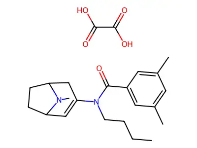 Benzamide, N-butyl-3,5-dimethyl-N-(8-methyl-8-azabicyclo(3.2.1)oct-2-en-3-yl)-, ethanedioate, hydrate (1:1:1) structure