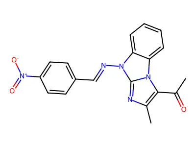 1-[2-Methyl-9-[[(4-nitrophenyl)methylene]amino]-9H-imidazo[1,2-a]benzimidazol-3-yl]ethanone structure
