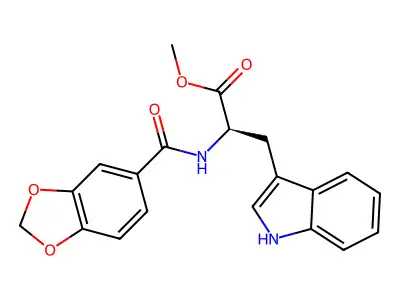 methyl (2R)-2-(1,3-benzodioxole-5-carbonylamino)-3-(1H-indol-3-yl)propanoate structure