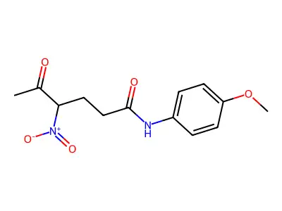 N-(4-methoxyphenyl)-4-nitro-5-oxohexanamide structure