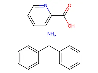 Benzenemethanamine, alpha-phenyl-, 2-pyridinecarboxylate structure