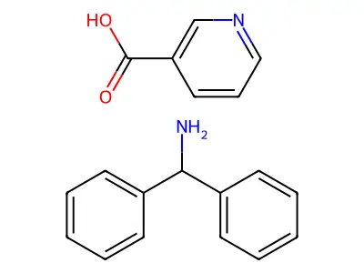 Benzenemethanamine, alpha-phenyl-, 3-pyridinecarboxylate structure
