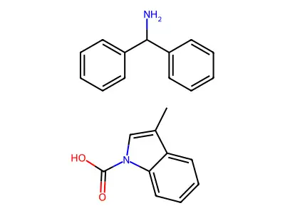 Benzenemethanamine, alpha-phenyl-, 3-methyl-1H-indole-1-carboxylate structure