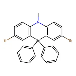 2,8-Dibromo-5-methyl-10,10-diphenylbenzo[b][1,4]benzazastannine structure