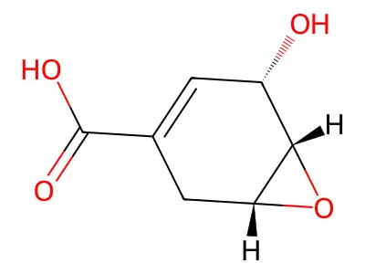 (1R,5S,6S)-5-hydroxy-7-oxabicyclo[4.1.0]hept-3-ene-3-carboxylic acid structure