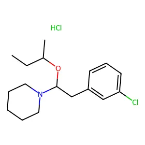 Piperidine, 1-(beta-butoxy-m-chlorophenethyl)-, hydrochloride structure